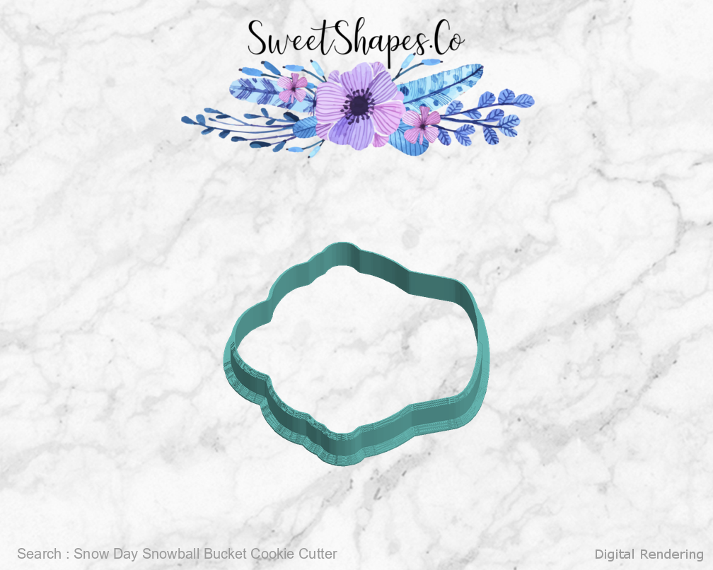 Snow Day Snowball Bucket Cookie Cutter — left view