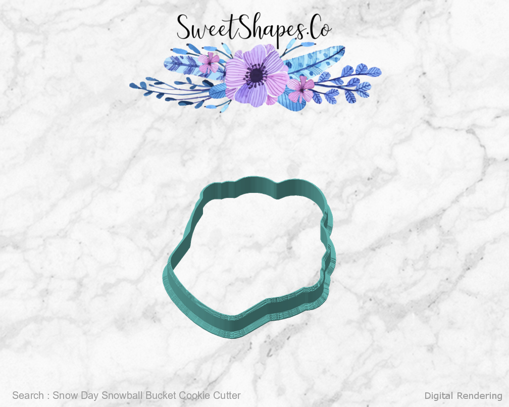 Snow Day Snowball Bucket Cookie Cutter — angled front view