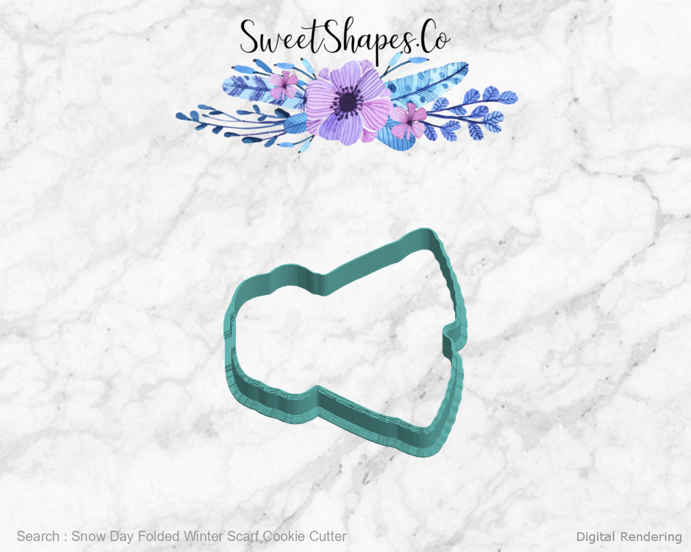 Snow Day Folded Winter Scarf Cookie Cutter — left view