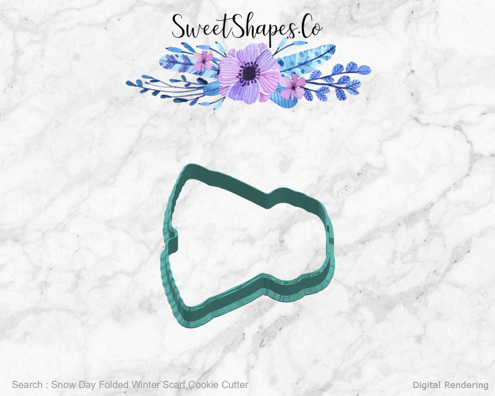 Snow Day Folded Winter Scarf Cookie Cutter — right view