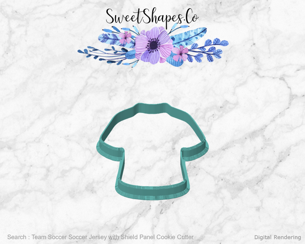 Team Soccer Soccer Jersey with Shield Panel Cookie Cutter — front view