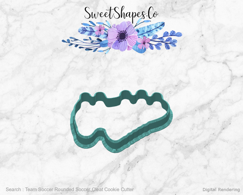 Team Soccer Rounded Soccer Cleat Cookie Cutter — back view
