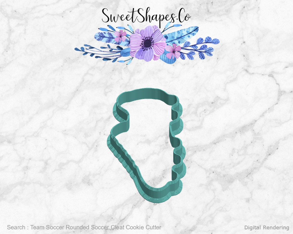 Team Soccer Rounded Soccer Cleat Cookie Cutter — left view