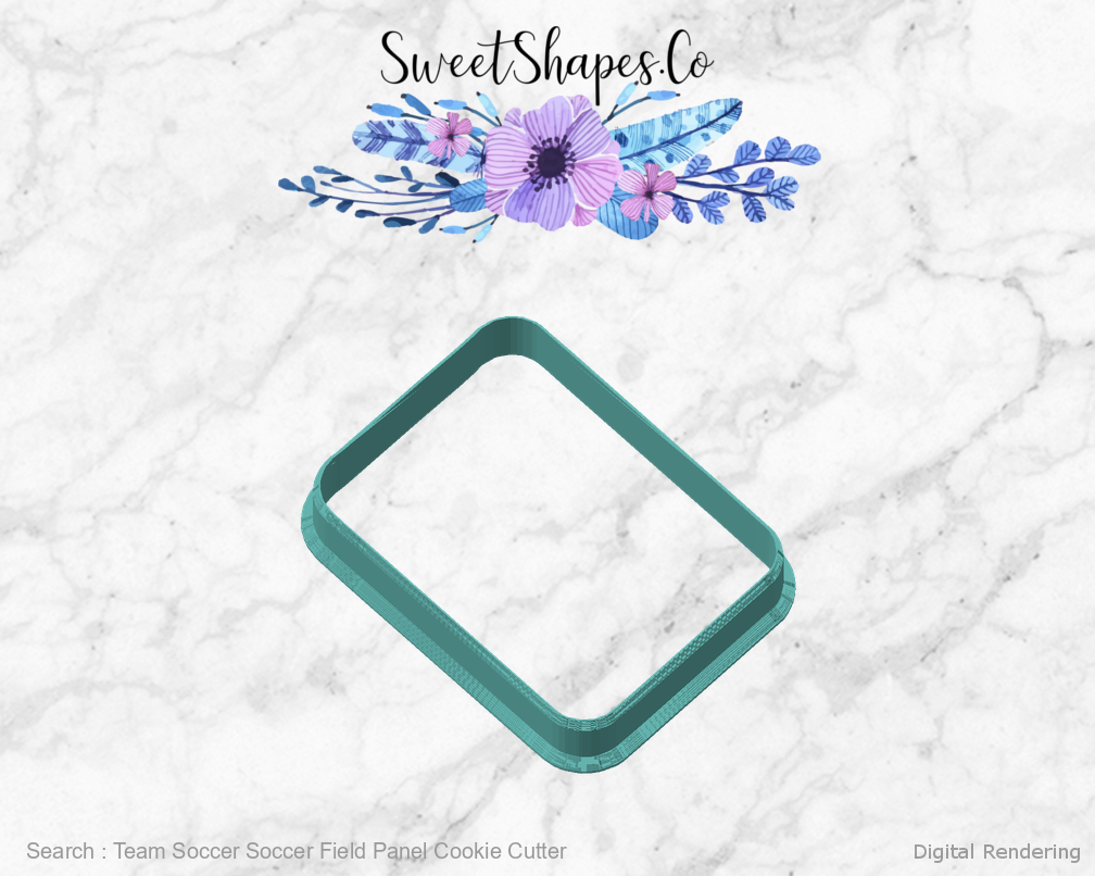 Team Soccer Soccer Field Panel Cookie Cutter — angled front view