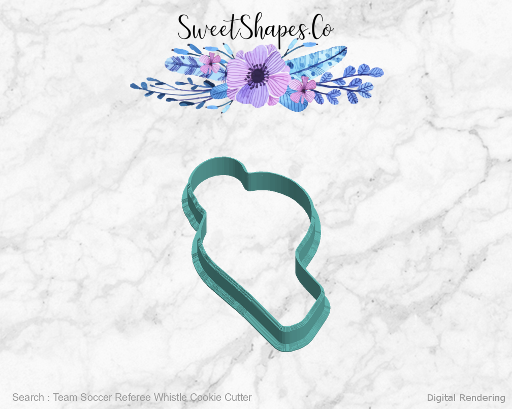 Team Soccer Referee Whistle Cookie Cutter — left view