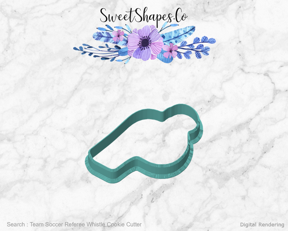 Team Soccer Referee Whistle Cookie Cutter — front view
