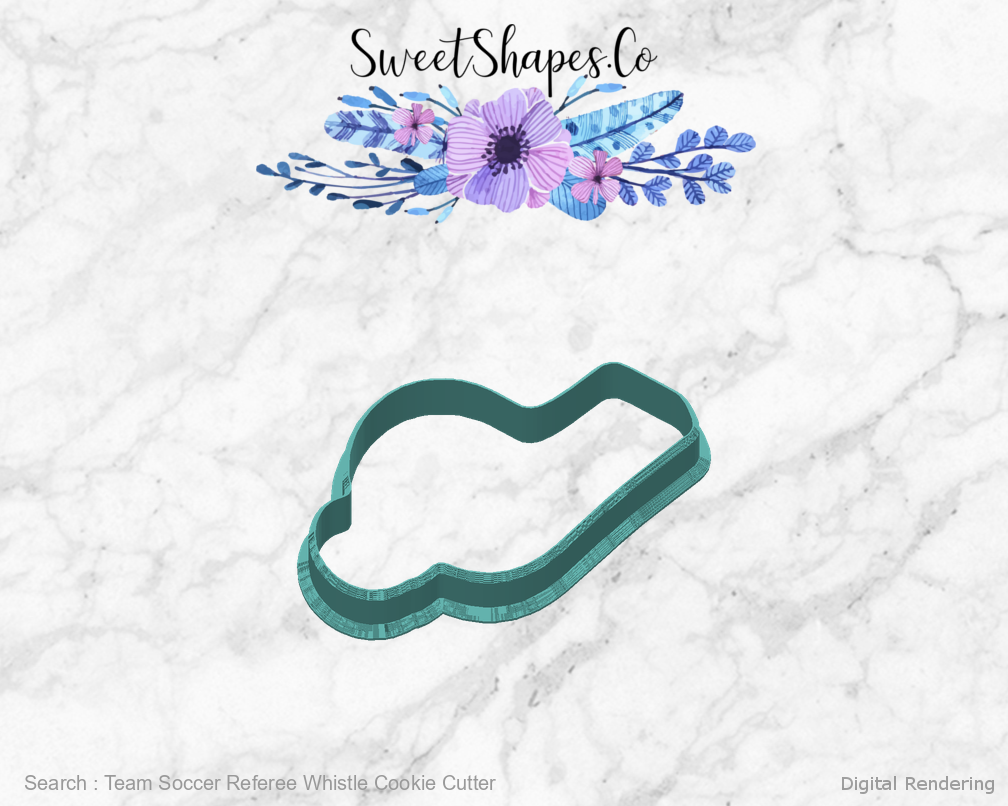 Team Soccer Referee Whistle Cookie Cutter — back view