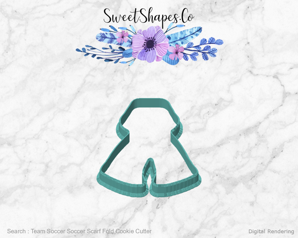 Team Soccer Soccer Scarf Fold Cookie Cutter — front view