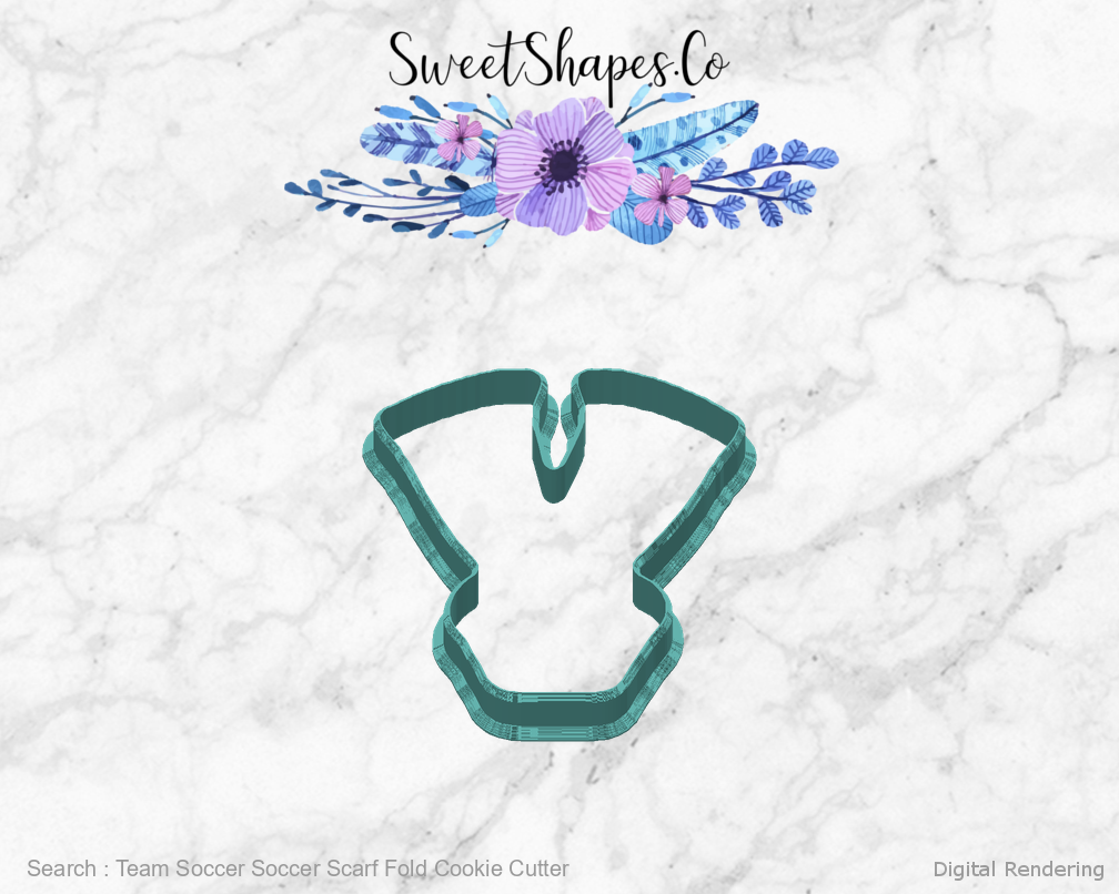Team Soccer Soccer Scarf Fold Cookie Cutter — back view