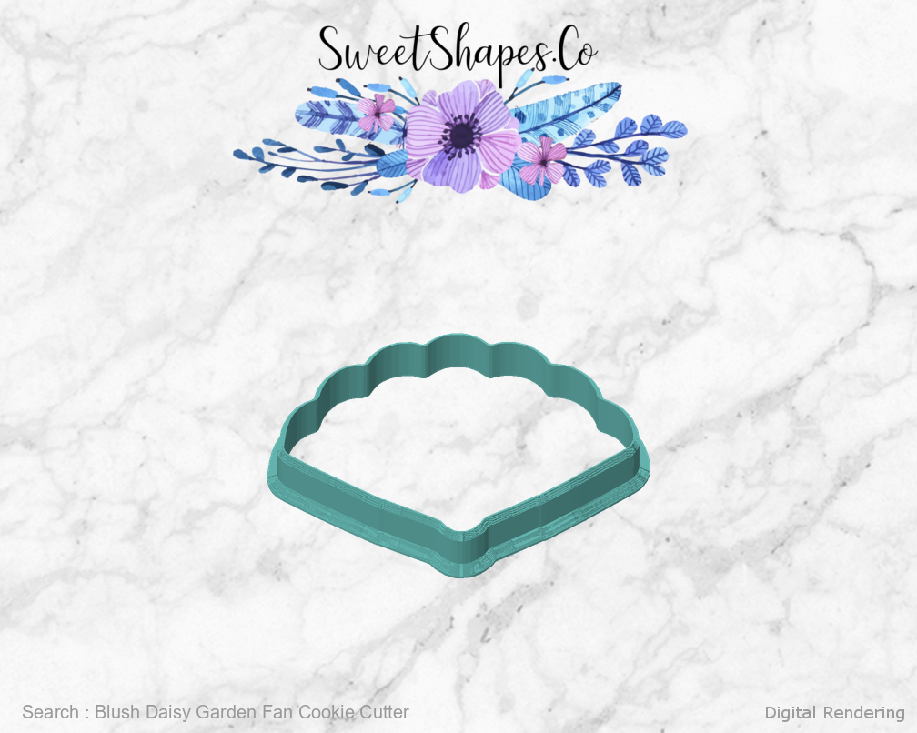 Blush Daisy Garden Fan Cookie Cutter — front view