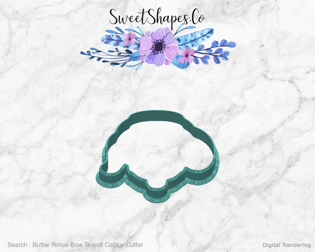 Butter Yellow Bow Teapot Cookie Cutter — back view
