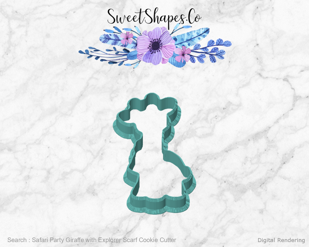 Safari Party Giraffe with Explorer Scarf Cookie Cutter — front view