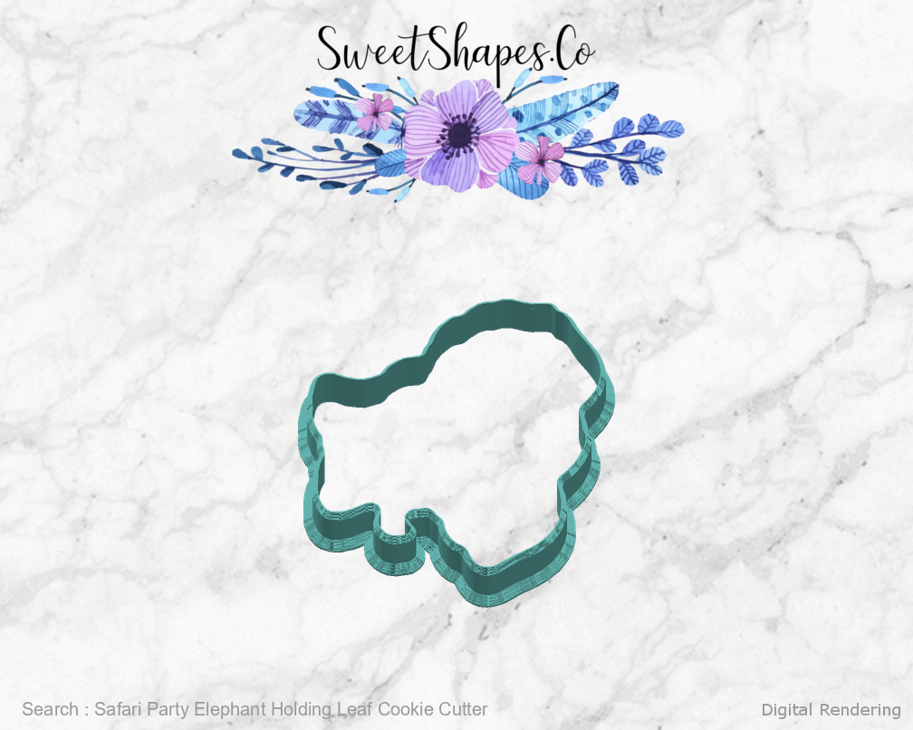 Safari Party Elephant Holding Leaf Cookie Cutter — right view