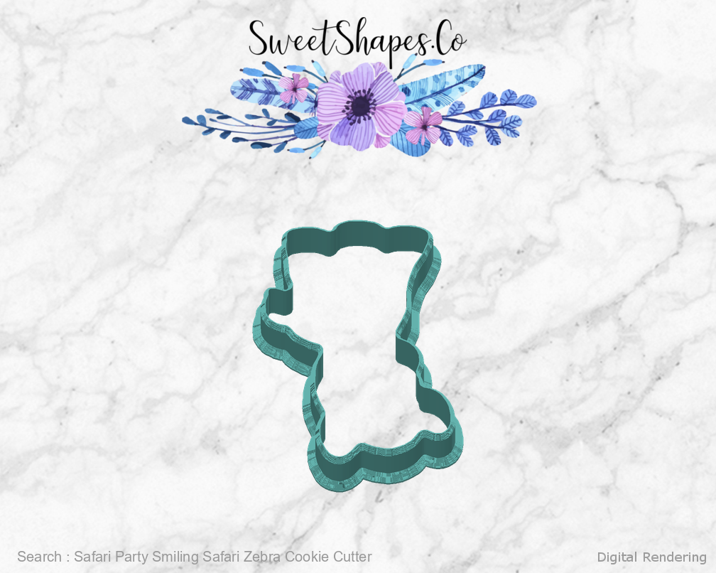 Safari Party Smiling Safari Zebra Cookie Cutter — back view