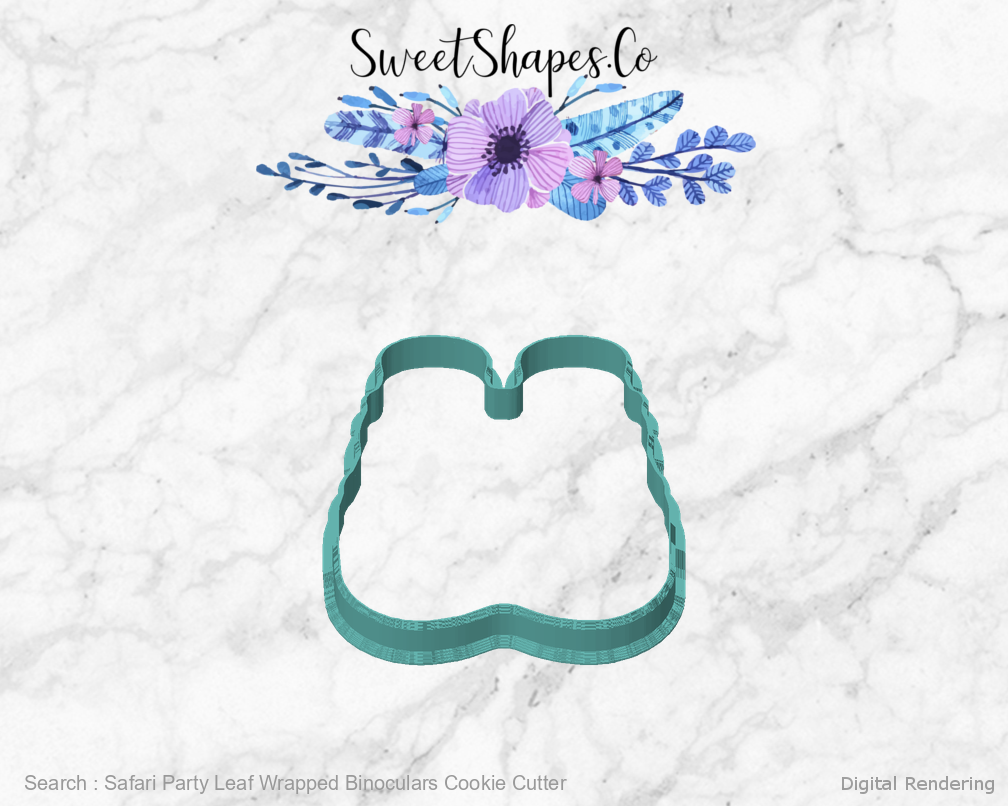 Safari Party Leaf Wrapped Binoculars Cookie Cutter — front view