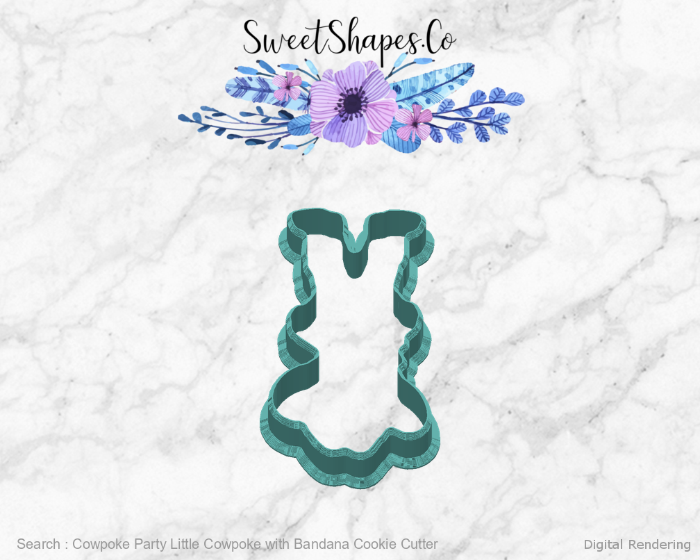 Cowpoke Party Little Cowpoke with Bandana Cookie Cutter — back view