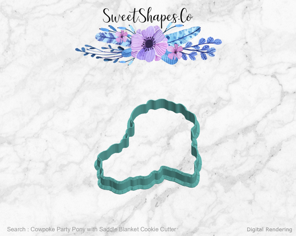Cowpoke Party Pony with Saddle Blanket Cookie Cutter — left view