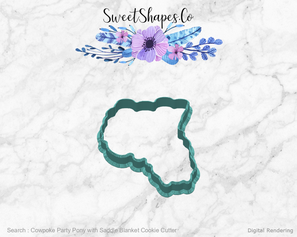 Cowpoke Party Pony with Saddle Blanket Cookie Cutter — back view