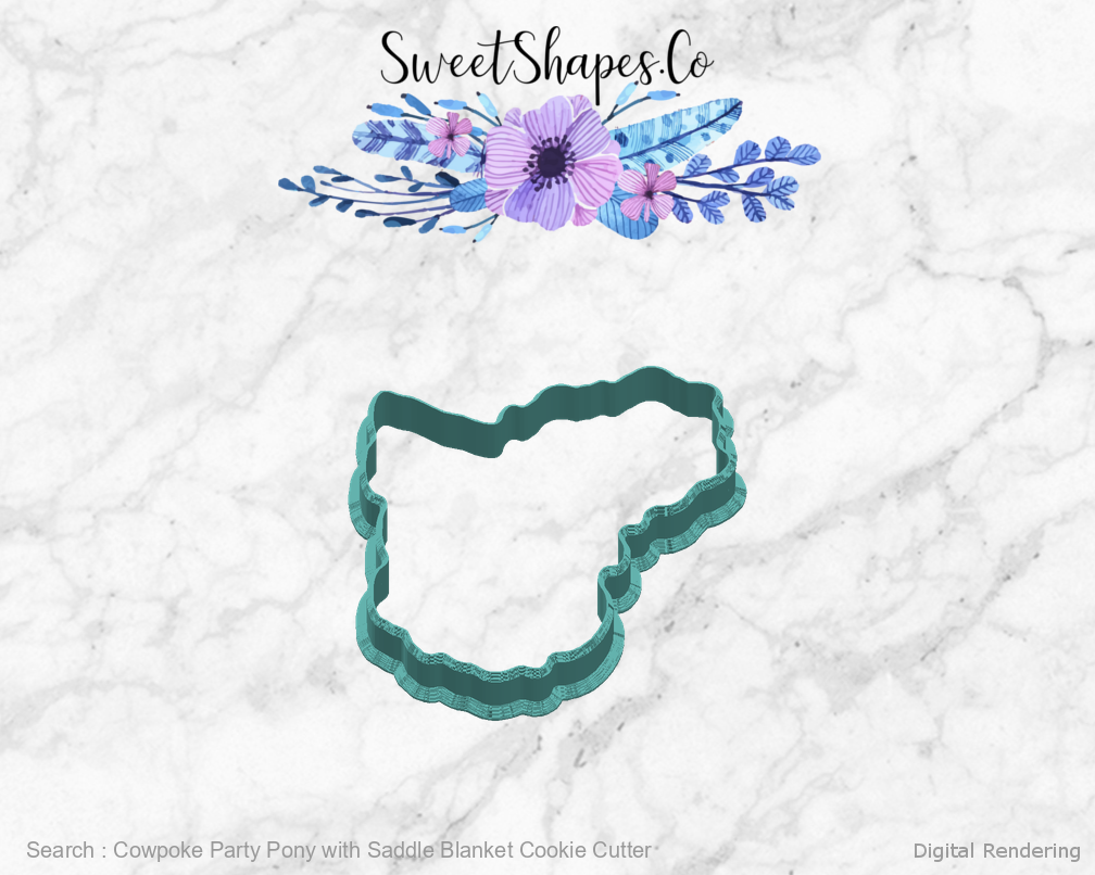 Cowpoke Party Pony with Saddle Blanket Cookie Cutter — right view