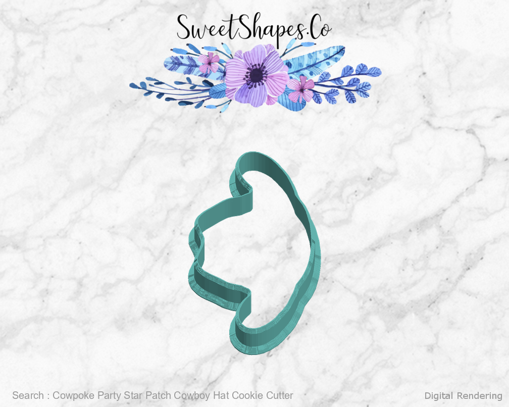 Cowpoke Party Star Patch Cowboy Hat Cookie Cutter — left view