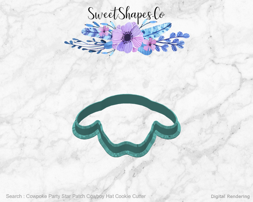 Cowpoke Party Star Patch Cowboy Hat Cookie Cutter — back view