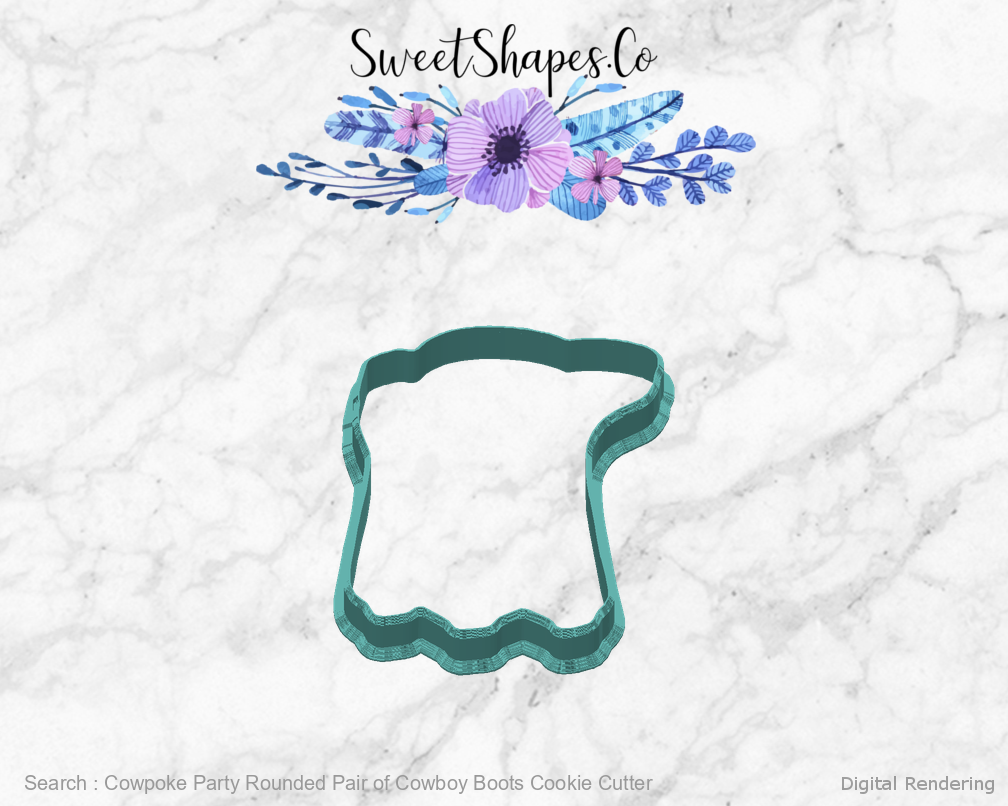 Cowpoke Party Rounded Pair of Cowboy Boots Cookie Cutter — back view
