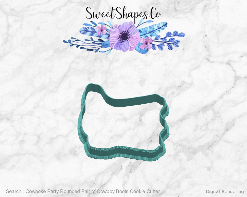 Cowpoke Party Rounded Pair of Cowboy Boots Cookie Cutter — right view