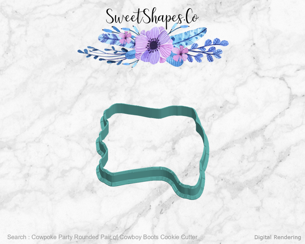 Cowpoke Party Rounded Pair of Cowboy Boots Cookie Cutter — left view