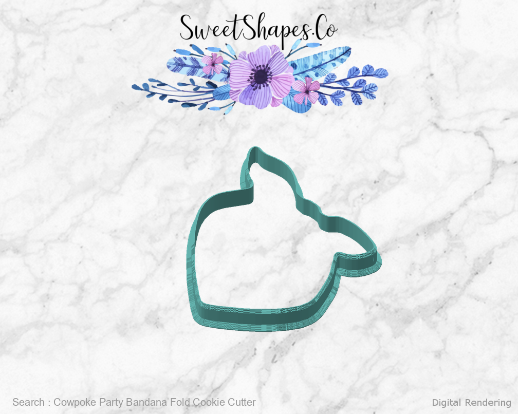 Cowpoke Party Bandana Fold Cookie Cutter — angled front view