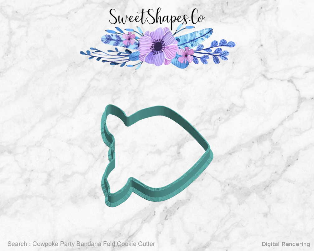 Cowpoke Party Bandana Fold Cookie Cutter — left view