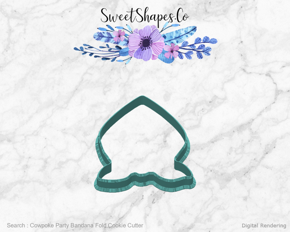 Cowpoke Party Bandana Fold Cookie Cutter — back view