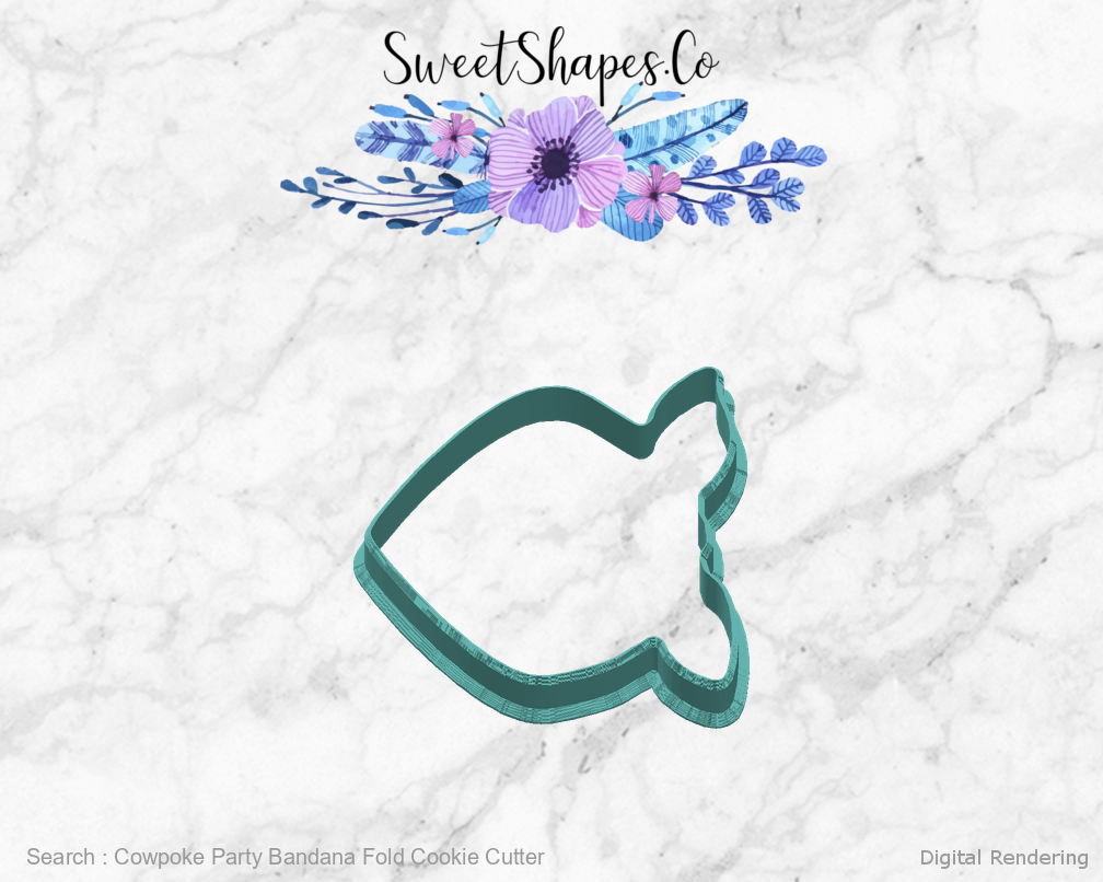 Cowpoke Party Bandana Fold Cookie Cutter — right view