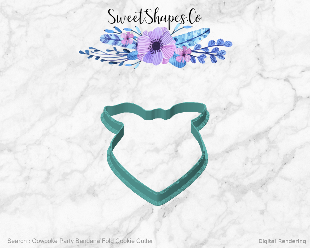 Cowpoke Party Bandana Fold Cookie Cutter — front view