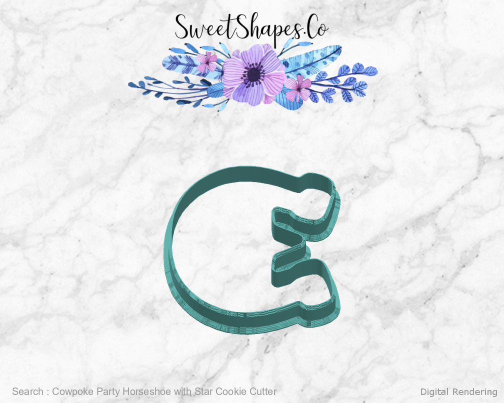 Cowpoke Party Horseshoe with Star Cookie Cutter — right view