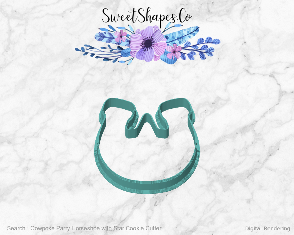 Cowpoke Party Horseshoe with Star Cookie Cutter — front view