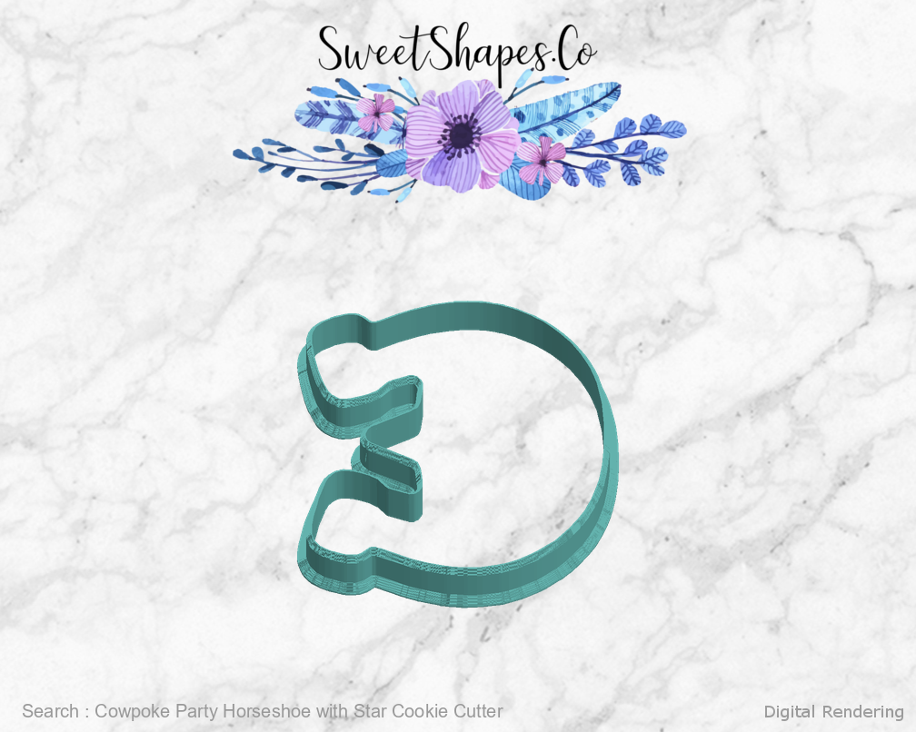 Cowpoke Party Horseshoe with Star Cookie Cutter — left view