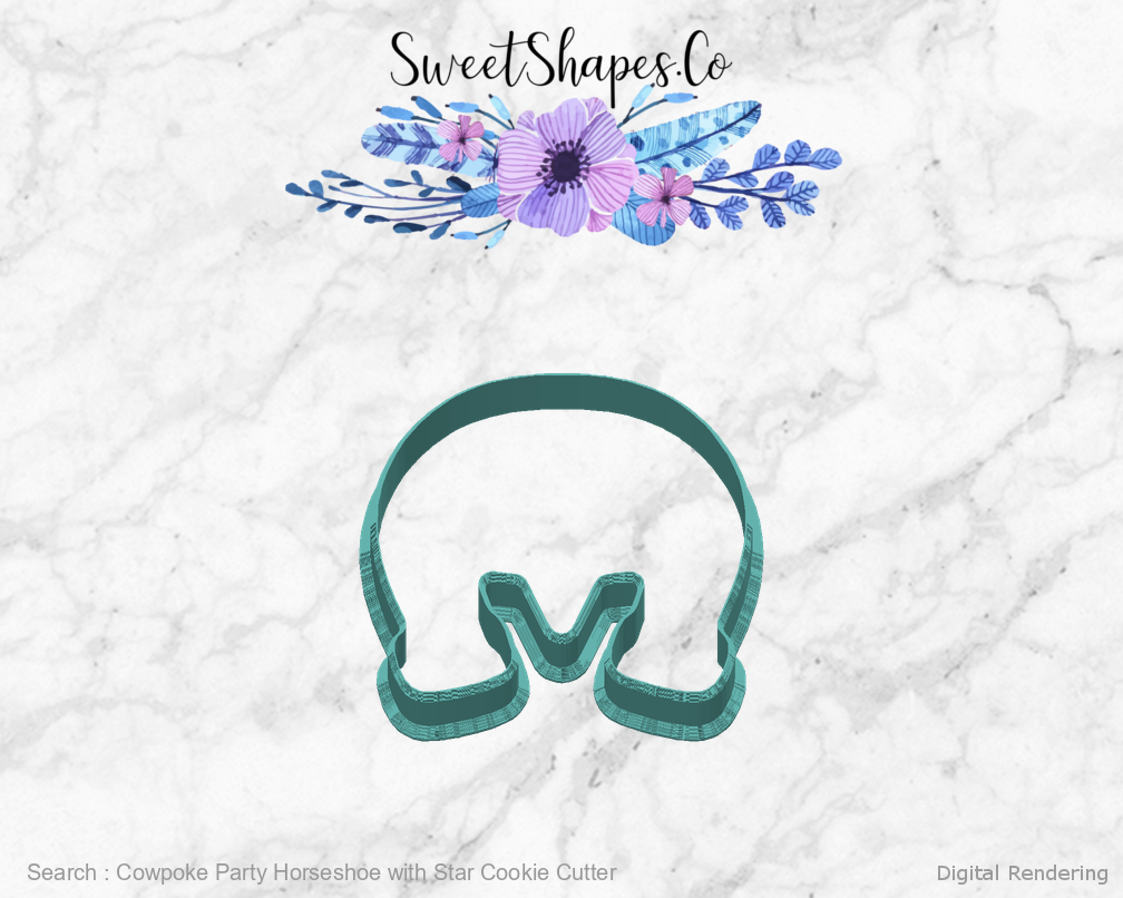 Cowpoke Party Horseshoe with Star Cookie Cutter — back view