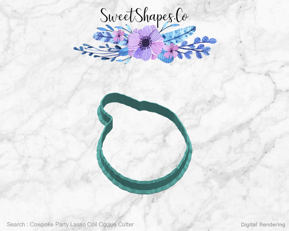 Cowpoke Party Lasso Coil Cookie Cutter — right view
