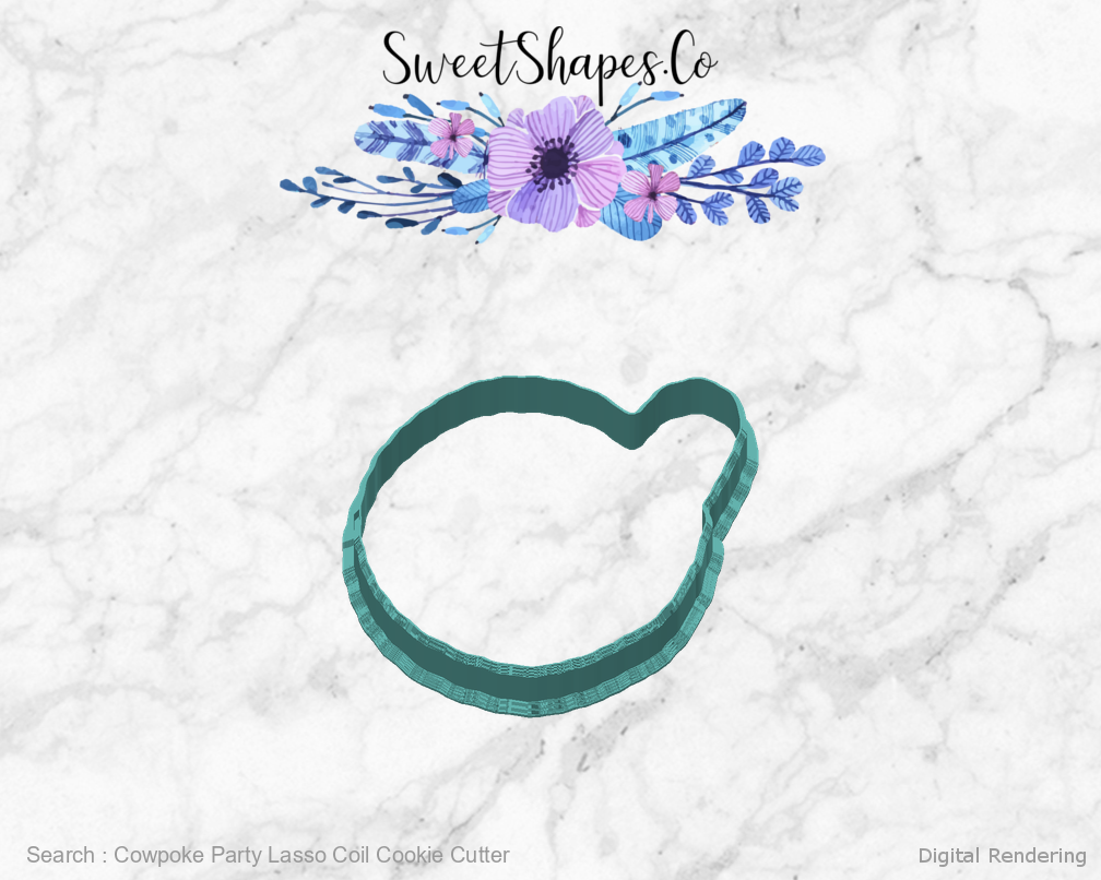 Cowpoke Party Lasso Coil Cookie Cutter — back view
