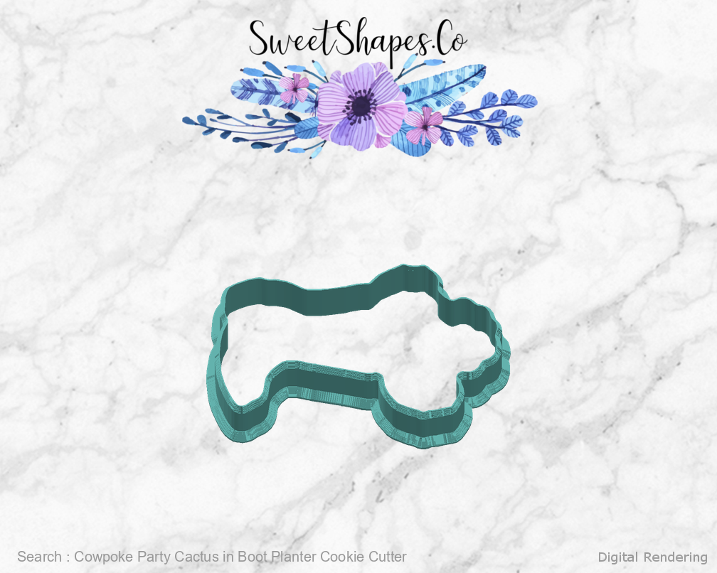 Cowpoke Party Cactus in Boot Planter Cookie Cutter — right view