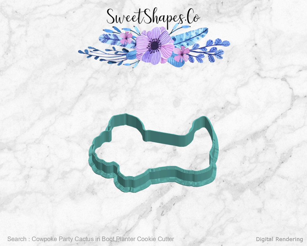 Cowpoke Party Cactus in Boot Planter Cookie Cutter — left view