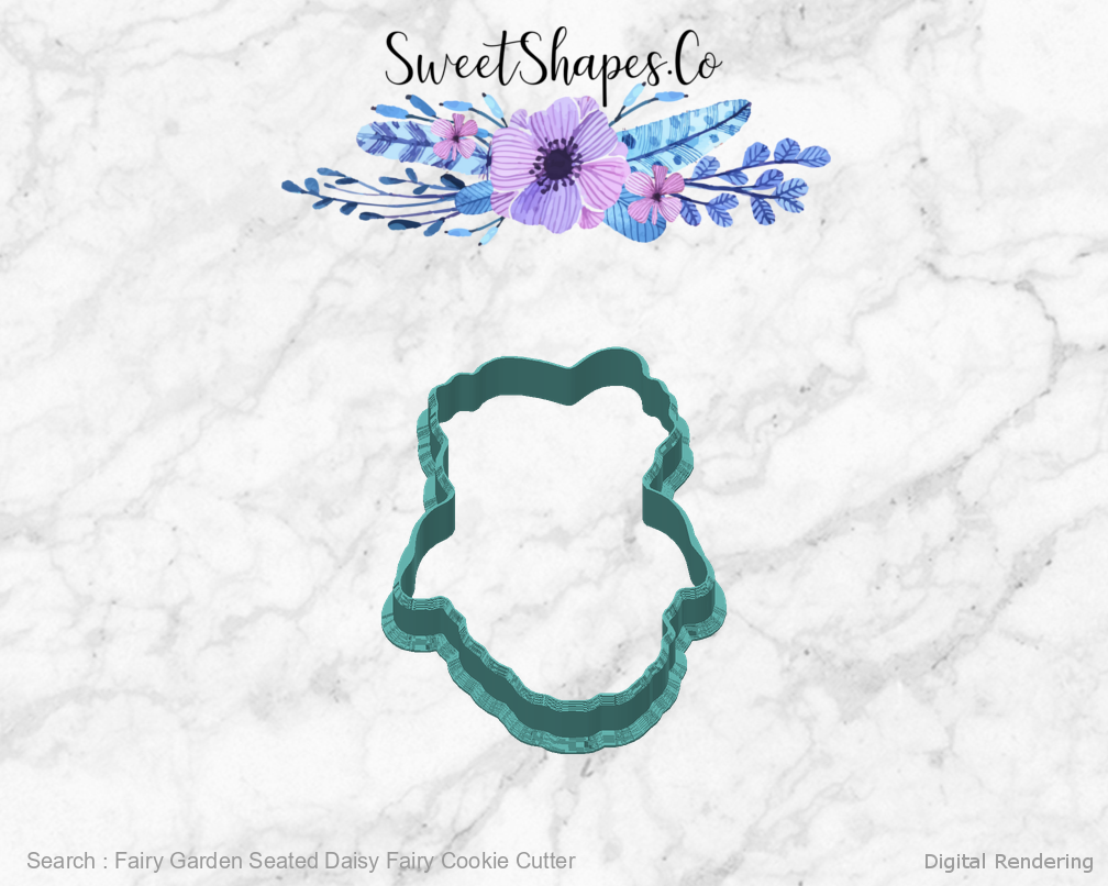 Fairy Garden Seated Daisy Fairy Cookie Cutter — back view