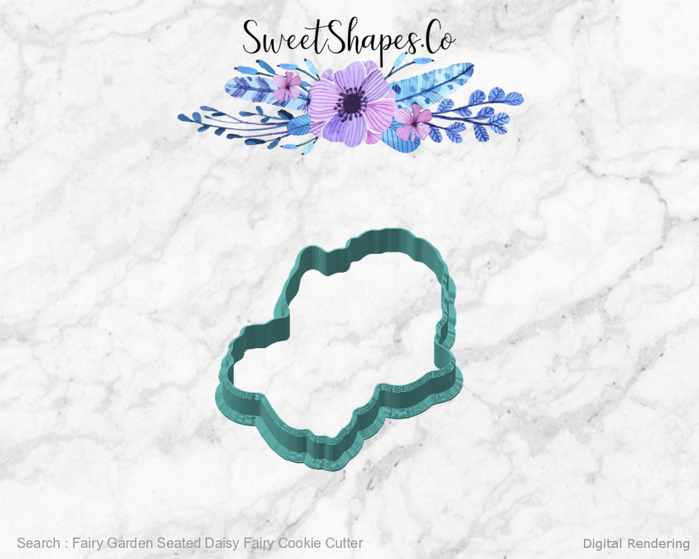 Fairy Garden Seated Daisy Fairy Cookie Cutter — angled front view