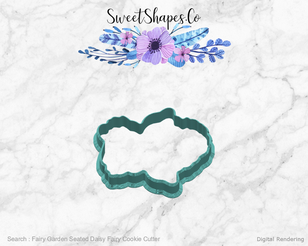 Fairy Garden Seated Daisy Fairy Cookie Cutter — right view
