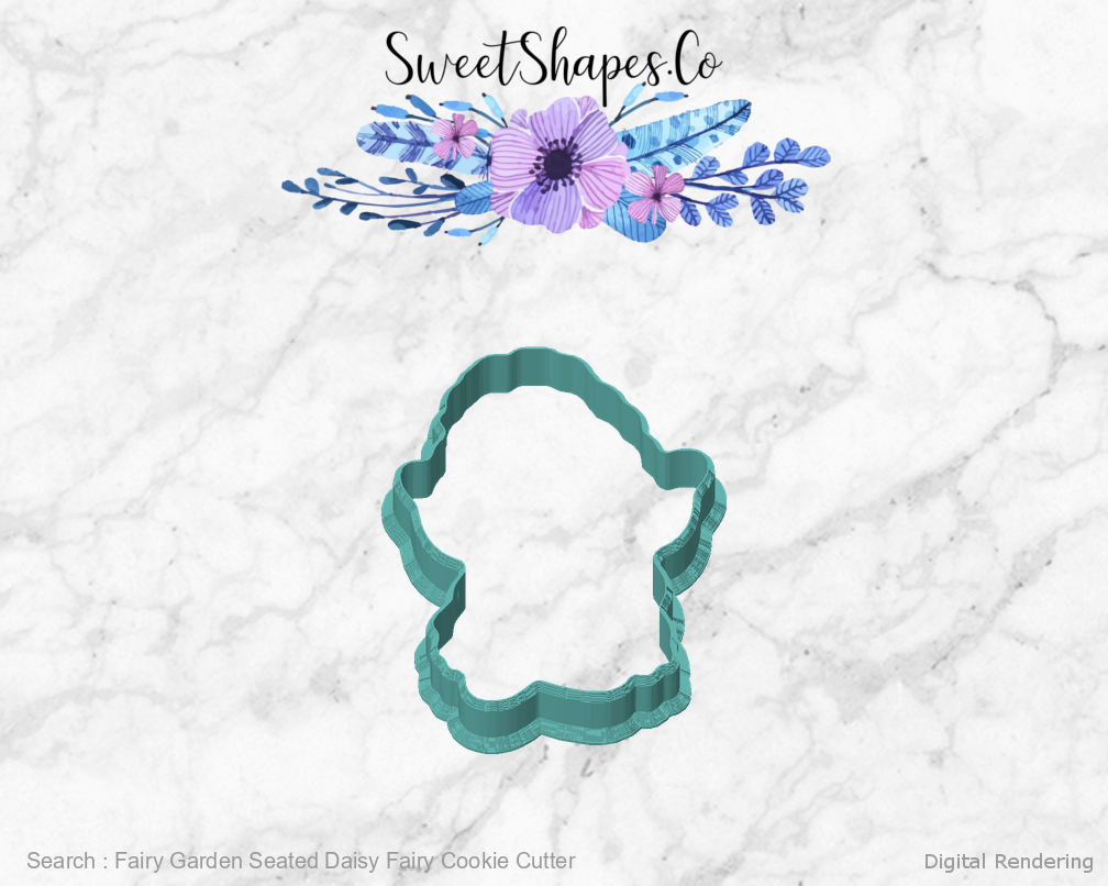 Fairy Garden Seated Daisy Fairy Cookie Cutter — front view