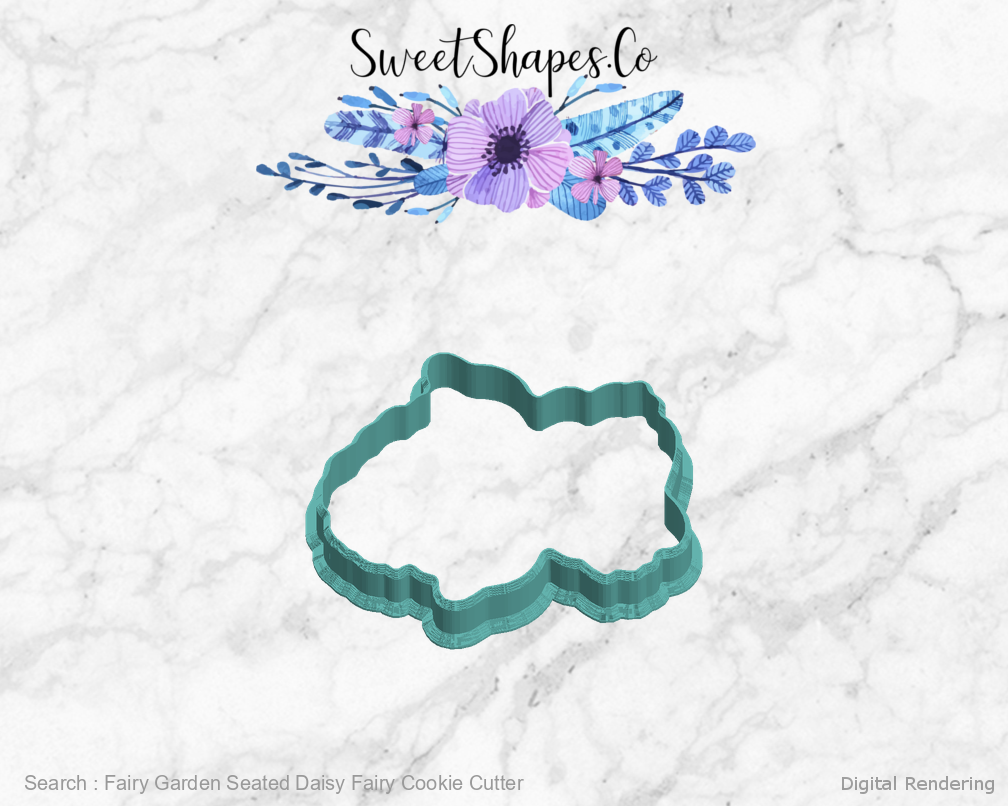 Fairy Garden Seated Daisy Fairy Cookie Cutter — left view