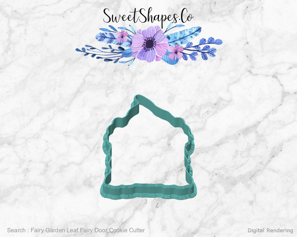Fairy Garden Leaf Fairy Door Cookie Cutter — front view