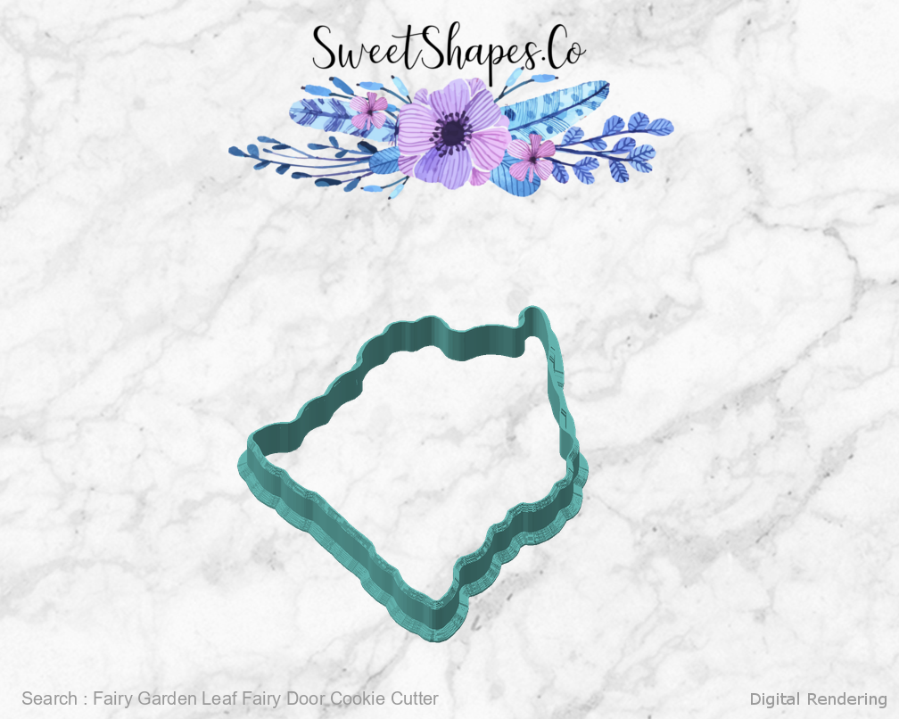 Fairy Garden Leaf Fairy Door Cookie Cutter — angled front view