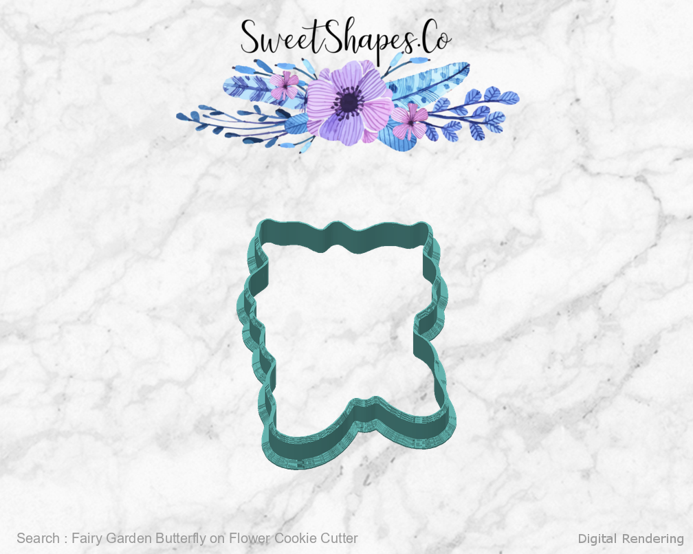 Fairy Garden Butterfly on Flower Cookie Cutter — back view