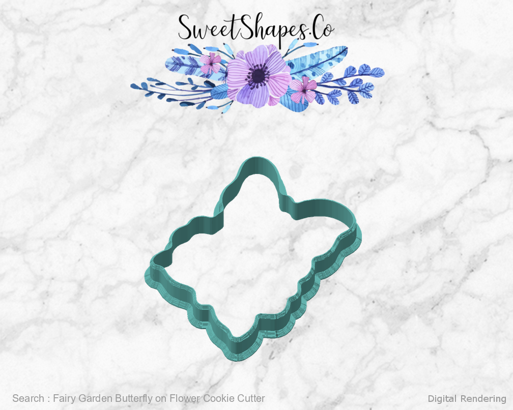 Fairy Garden Butterfly on Flower Cookie Cutter — angled front view